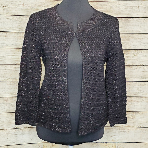 Banana Republic Sweaters - Banana Republic Black Metallic Lambswool Cardigan